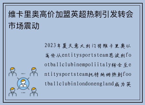 维卡里奥高价加盟英超热刺引发转会市场震动 维卡里奥高价加盟英超热刺引发转会市场震动